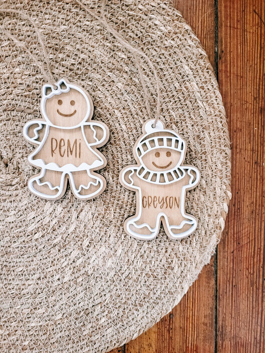 Custom Gingerbread Boy + Girl Ornament