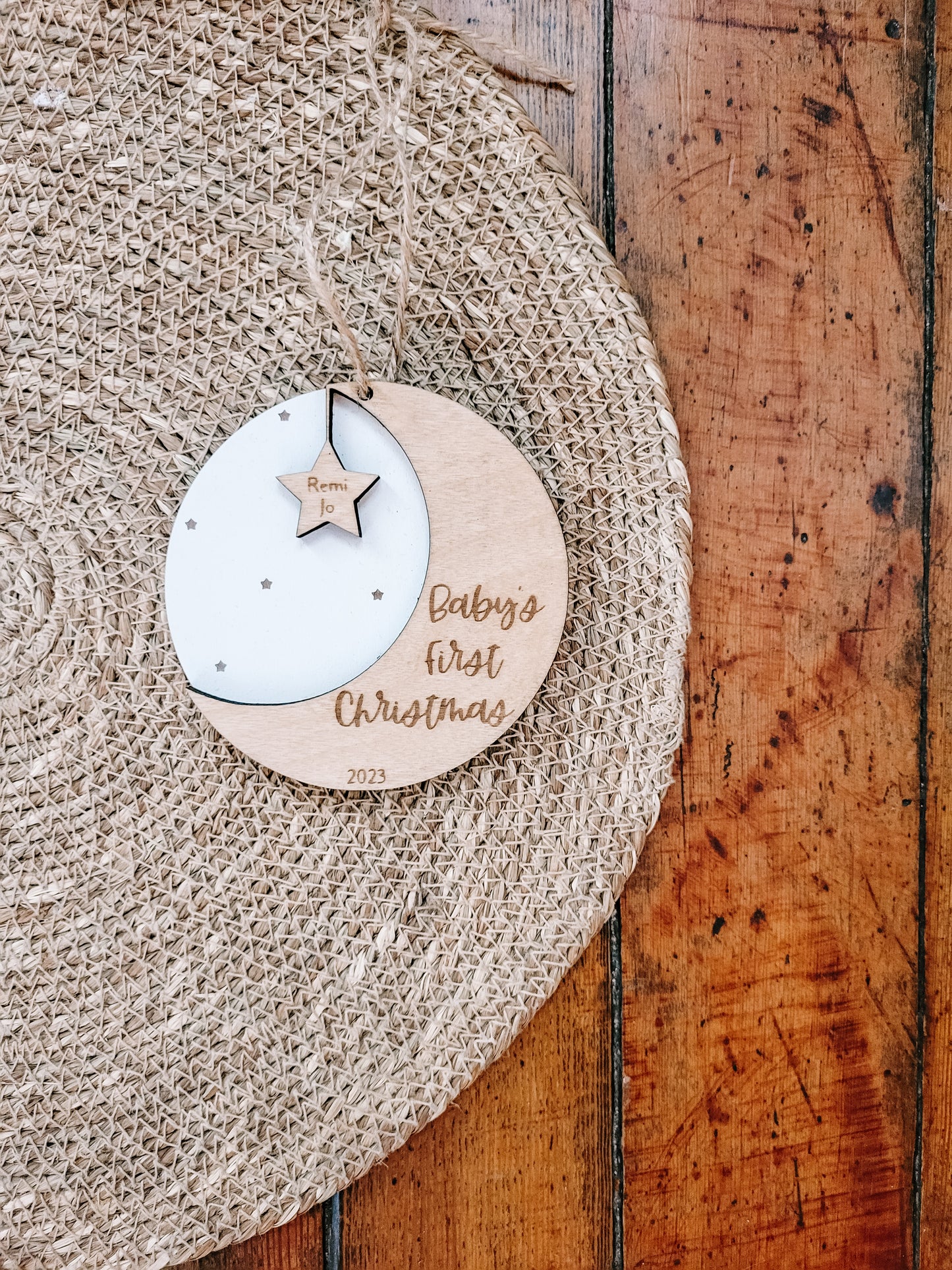 Custom Baby's First Christmas Ornament - Moon